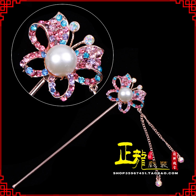 南宁花旦小姐青衣头饰簪子 蝴蝶发簪